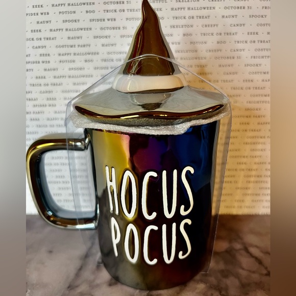 Halloween Hocus Pocus Iridescent Mug with Witch Hat Lid Purples Blues Gold - Picture 4 of 6
